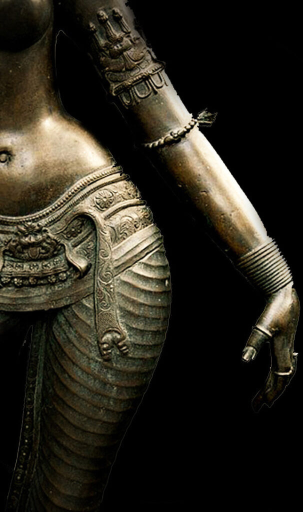 indian statue bronze woman details