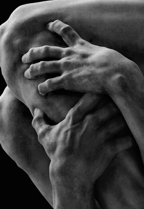 man sculpture hands