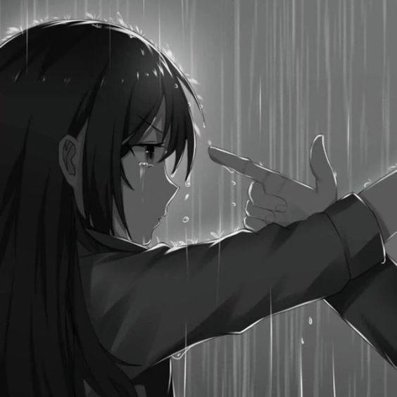 manga girl in the rain