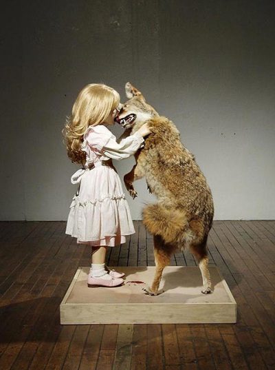 a girl and a wolf
