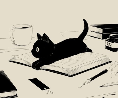 black kitty on book manga