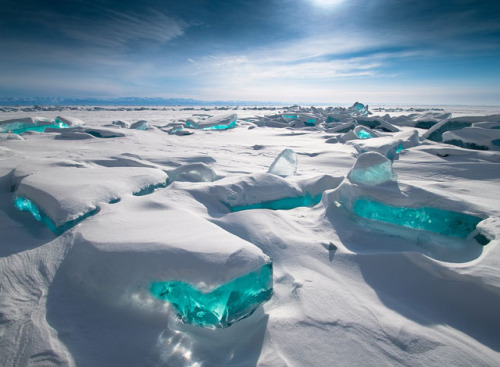 Field of ice hummocks near Cape Kotelnikovsky