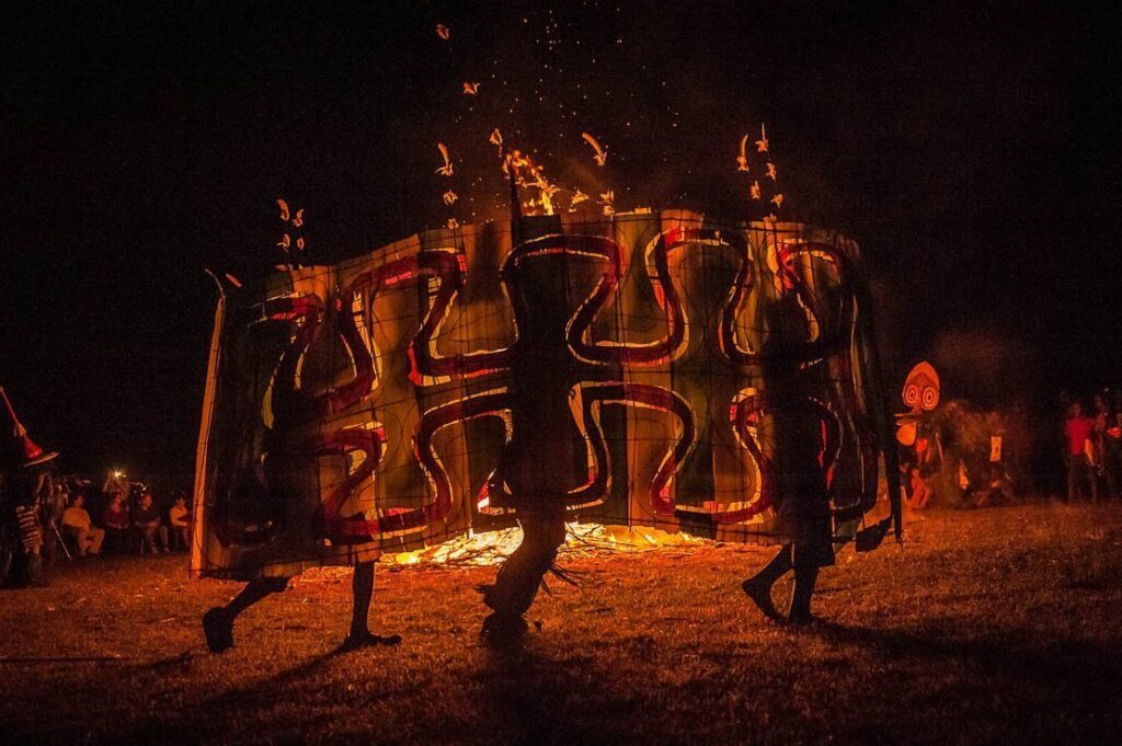 Masked Baining Fire Dancers Papua New Guinea