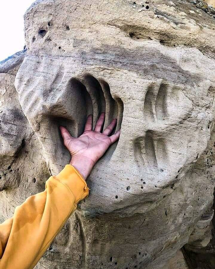 stone with hand mark