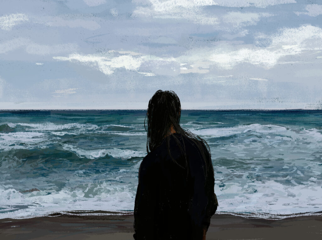 alone at the sea