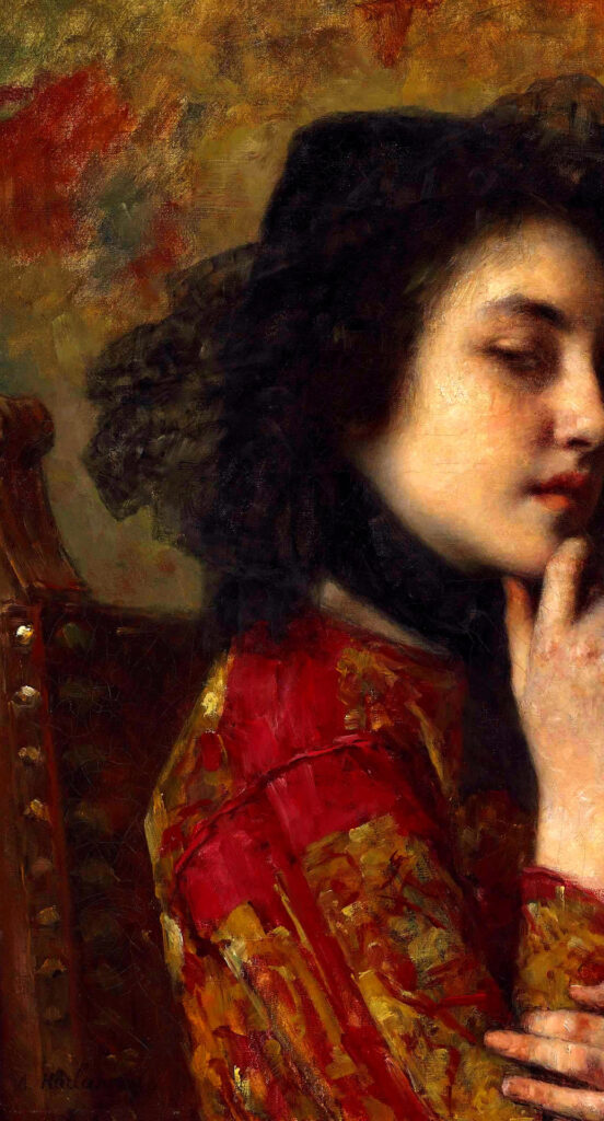 classical painting - woman in red