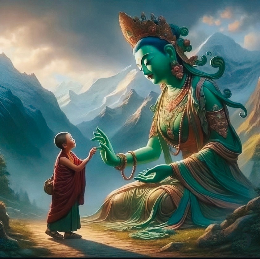 green tara and monk