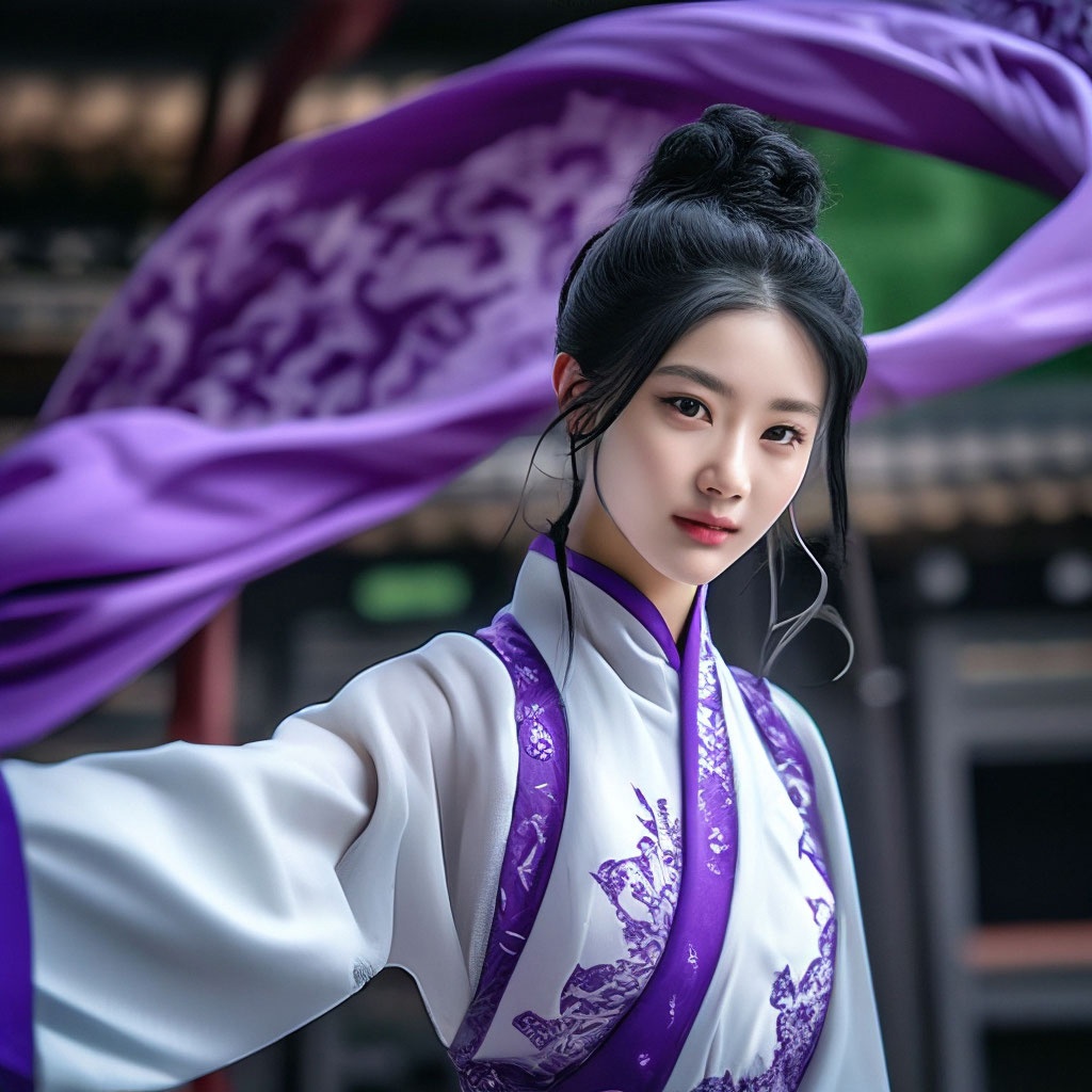 chinese girl in violet gown